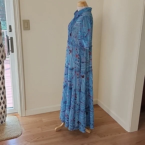 Zadig and voltaire medium turquoise rapidly print psyche maxi dress .